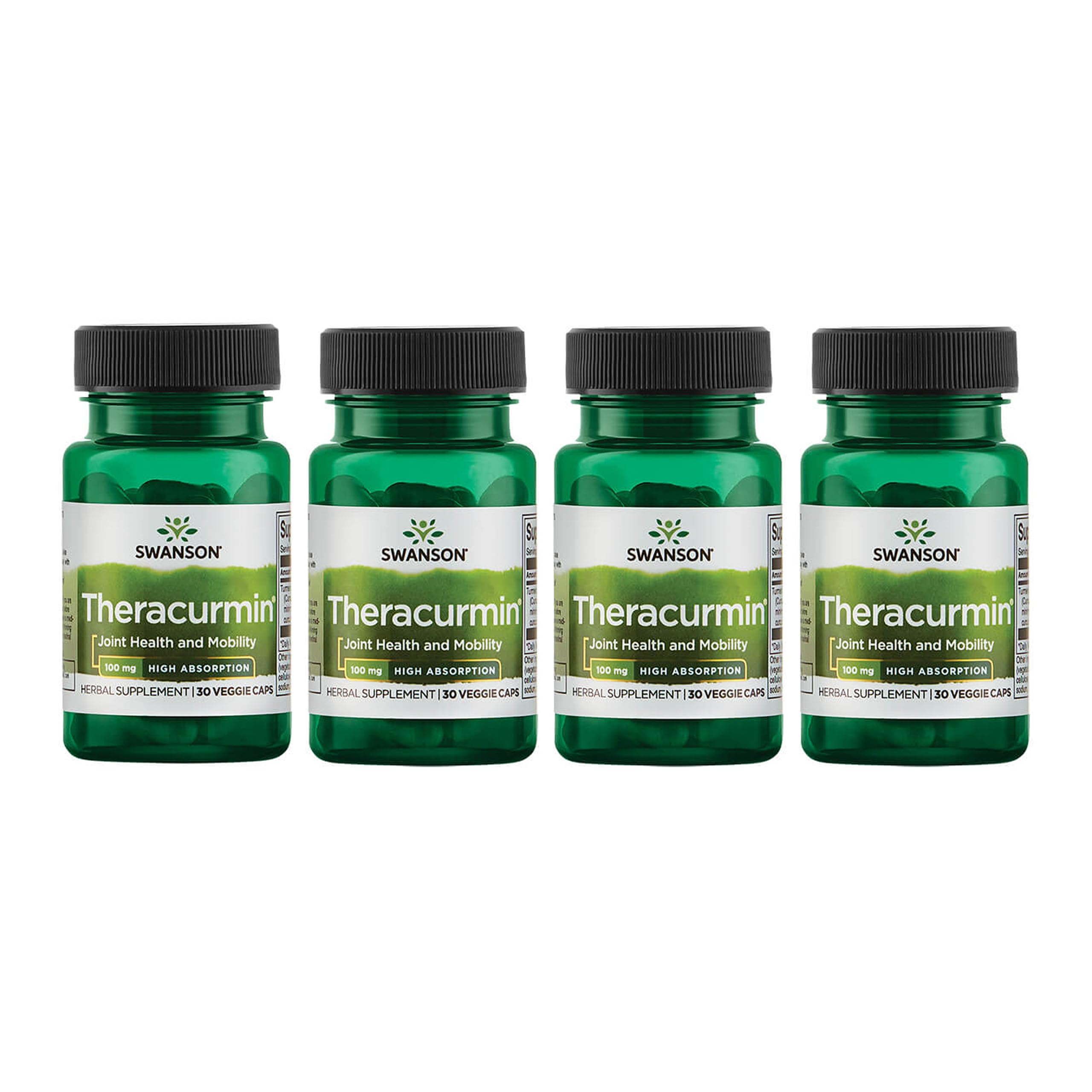 Swanson Theracurmin Joint Health Supplement, 100 mg, 30 Capsules, 4 Pack 30 Count (Pack of 4)