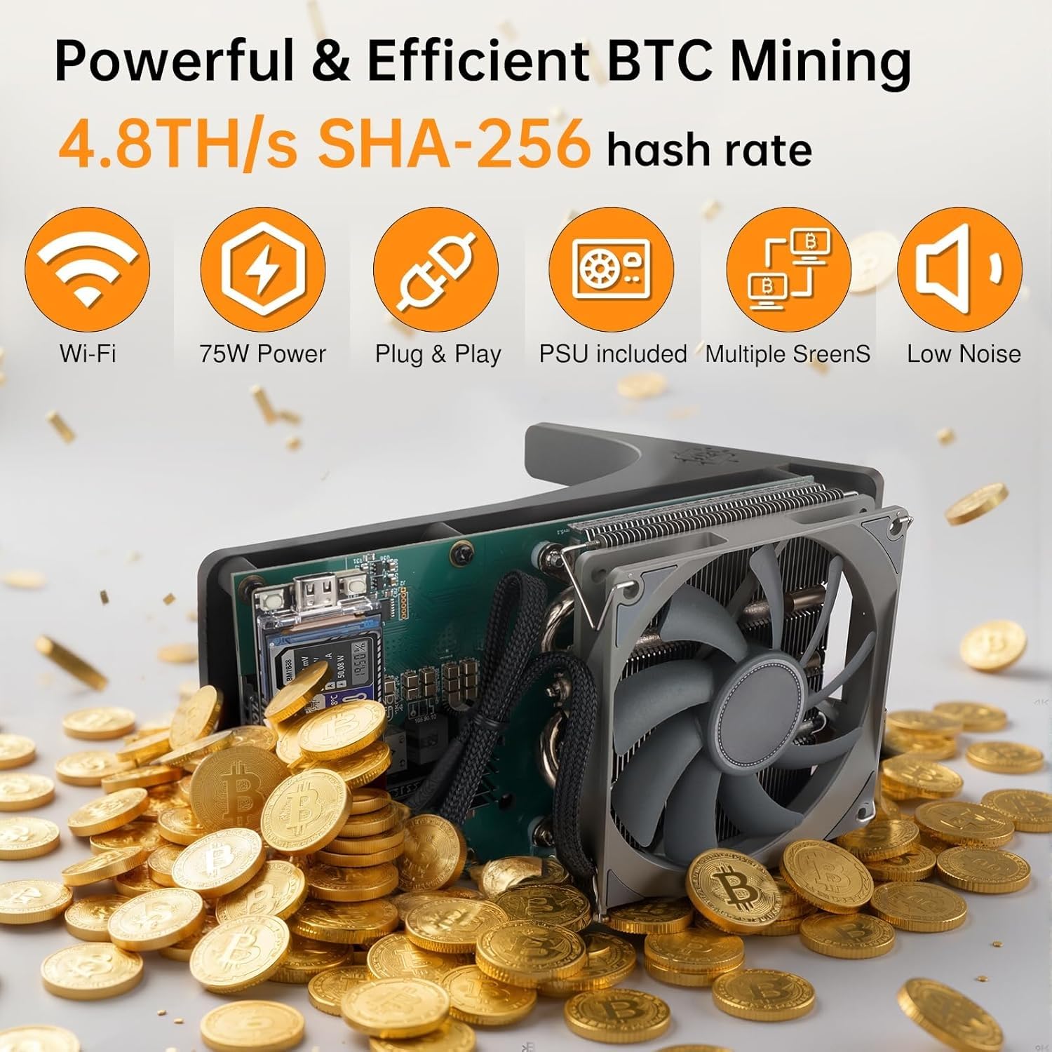 Nerdqaxe++ Bitcoin Miner | 4,8 TH/s | Chip BM1370 4X (Antminer S21 Pro) |  Wi-Fi 2,4 G | Código aberto | Máquina de mineração de Bitcoin Plug and Play  : Amazon.com.br: Computadores e Informática