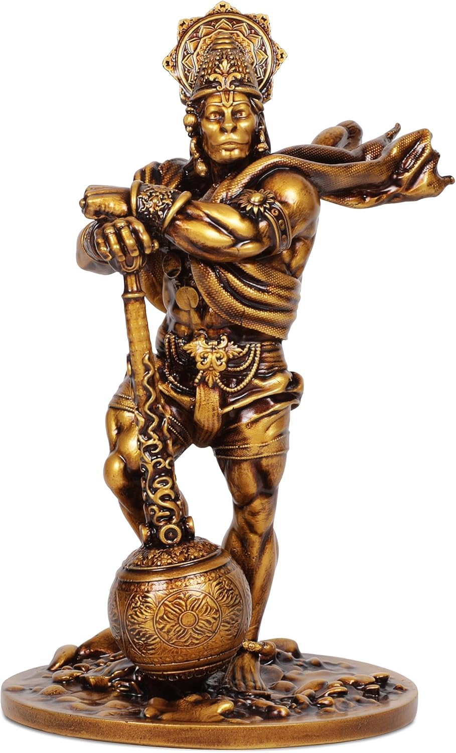 Artarium Rzeźba z żywicy Bahubali Lord Hanuman, symbol odwagi i wiary, idealna na deskę rozdzielczą samochodu, do domu, świątyni lub biura, idealny prezent religijny na parapetówkę - 7.48 cala