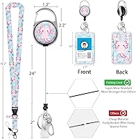 Vista 23 de Giancomics Black ID Badge Holder with Lanyard, Lanyards for ID Badges with Badge Reel Retractable Heavy Duty, Lanyard with ID Holder Keychain Clip