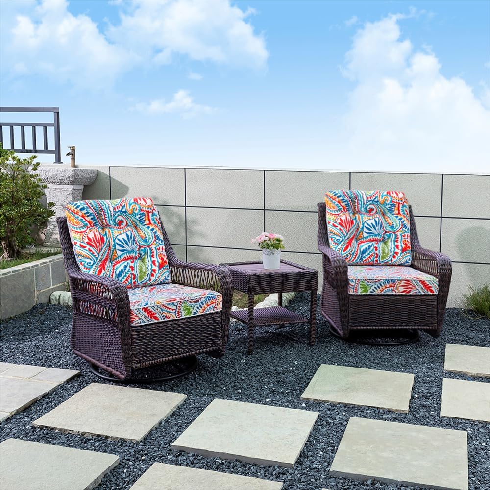 JMGBird Outdoor Chair Cushions Set - 22"x22" Deep Seat & Back Cushions, Water-Resistant Tufted Pillows for Patio Furniture