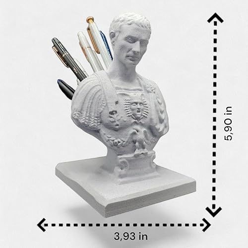 Miniatura 3 de Portalápices Mart - Decoración de oficina, soporte para lápices para Julius César Busto, estatua de escritorio y accesorios, soporte para lápices