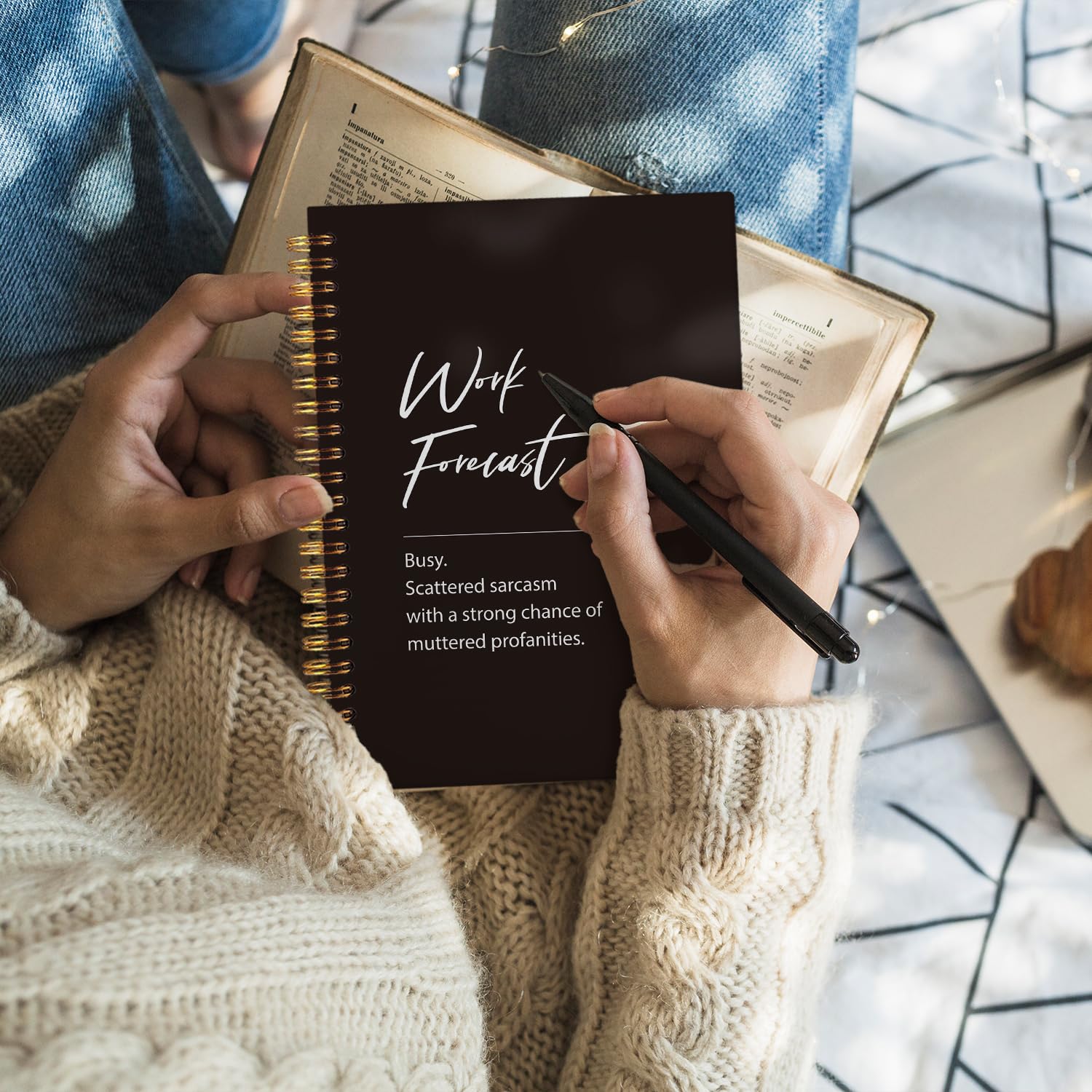 Wheatwin Divertenti forniture per ufficio, divertenti quaderni da ufficio per lavoro, quaderni divertenti regali per colleghi, diari di lavoro per uomini e donne, quaderno a spirale con copertina
