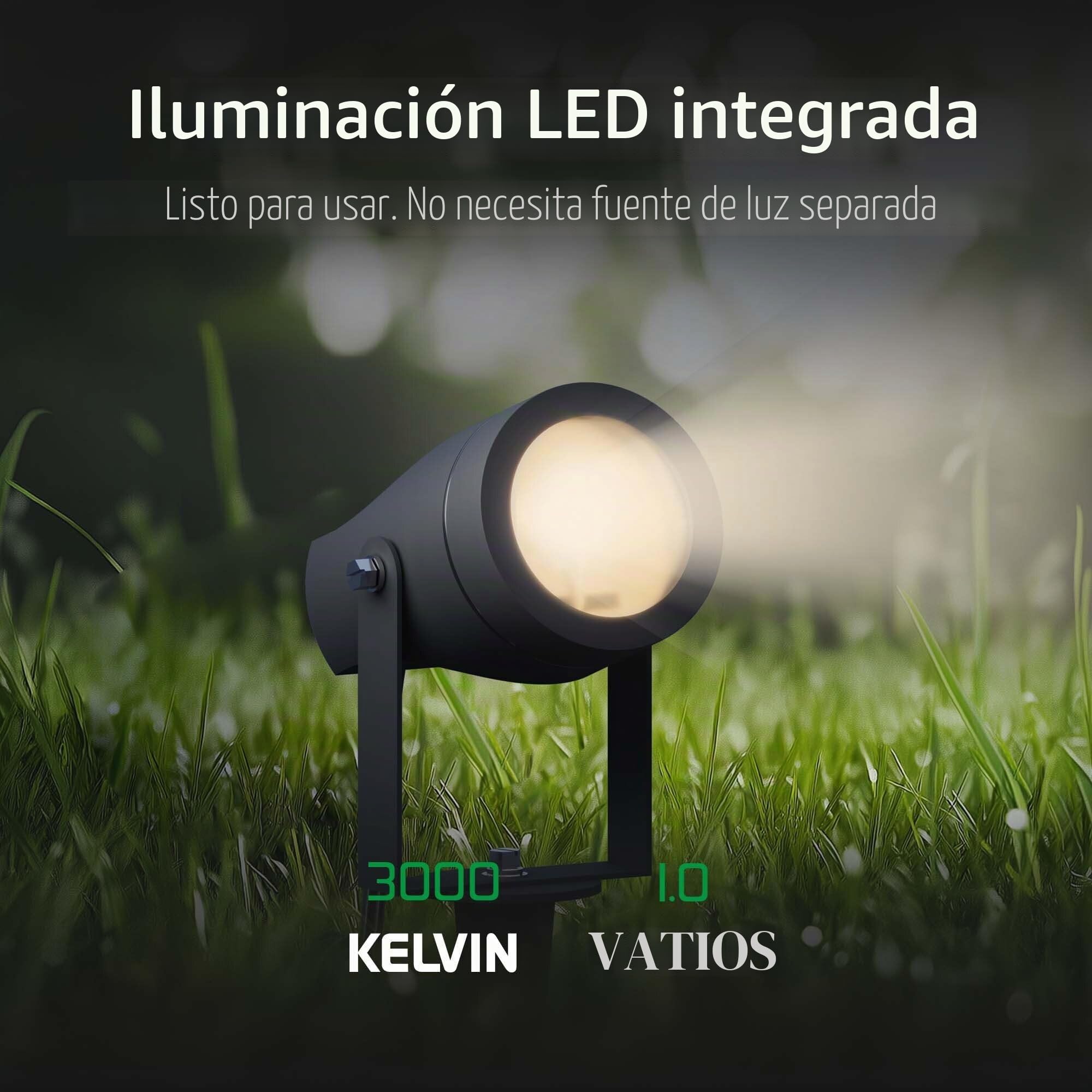 Ledvion Foco de Jardín LED IP44 GU10 1W 6 unidades piqueta sin bombilla | Para jardin terraza entrada caminos parterres e iluminacion exterior decorativa