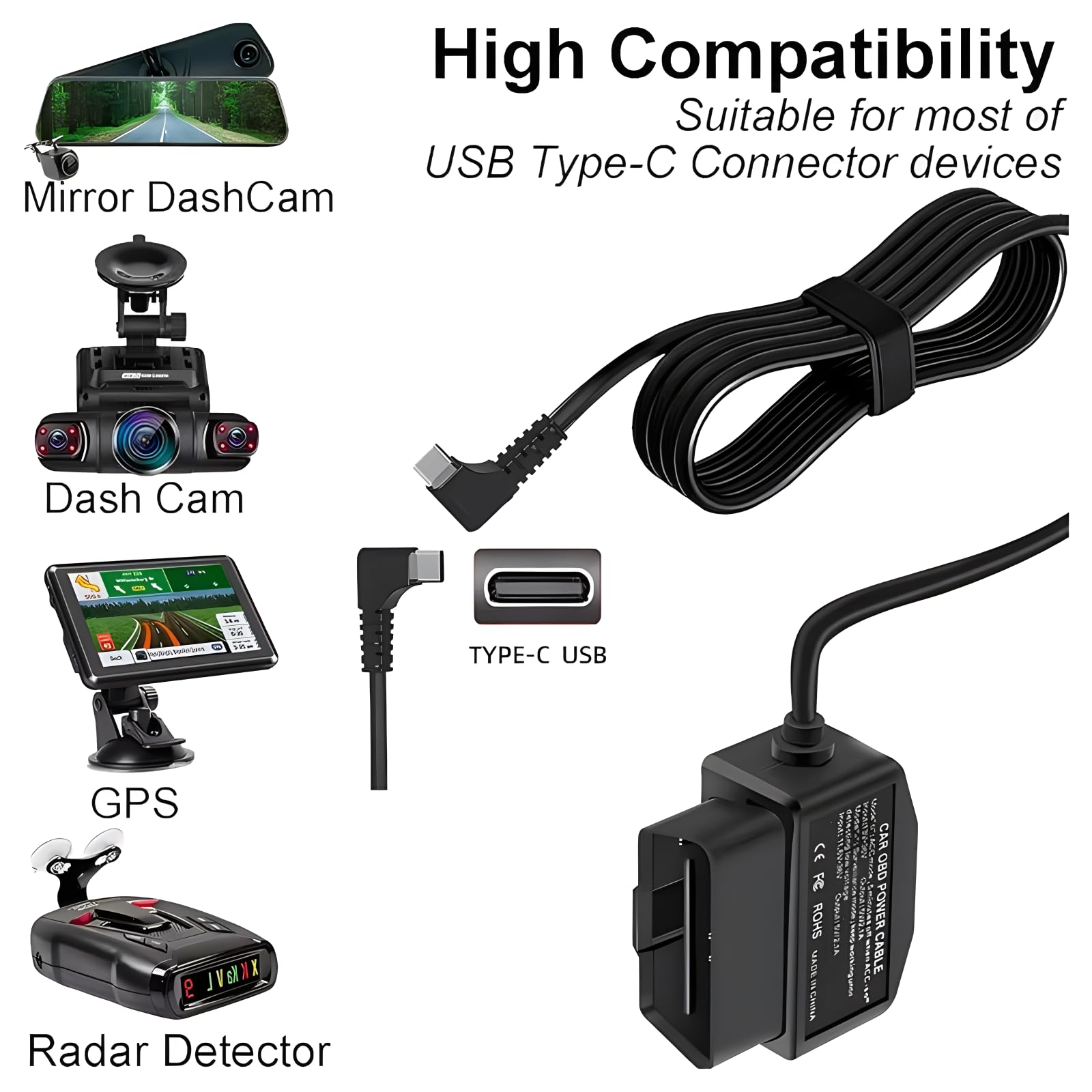 Cavo Di Alimentazione OBD A 16 Pin Per Fotocamera Dash, Adattatore OBD