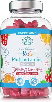 Kids/Childrens Vitamins - 60 Multivitamin & Minerals Gummies - Natural Berry Flavour Packed with Essential Nutrients - Vegan & Free of Artificial Sweeteners   2 Months Supply   UK Made
