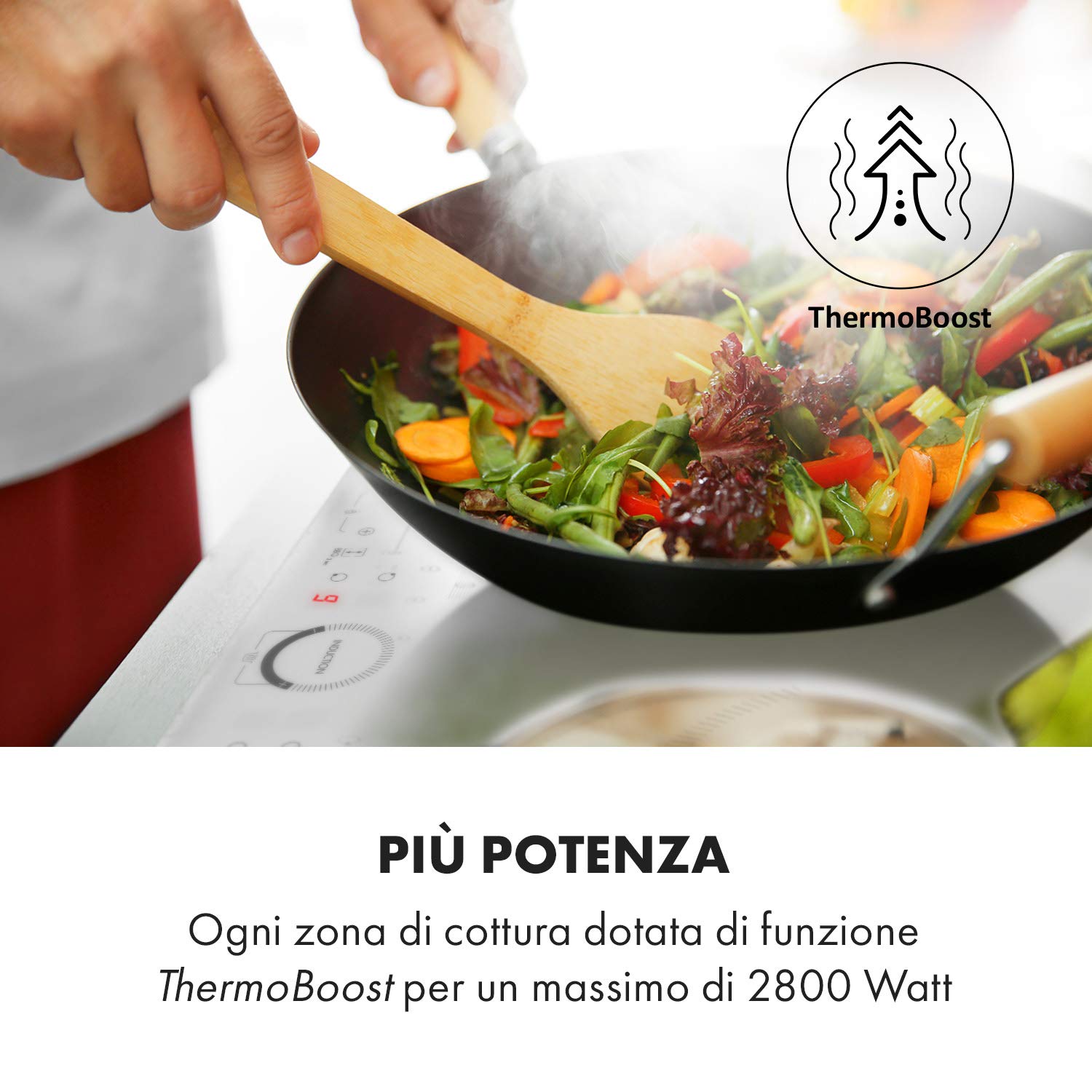 Klarstein Piastra Induzione 4 Fuochi, Piano Cottura 7000W, Integrata con Controllo Touch, Fornello Professionale