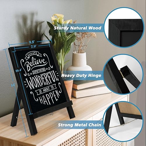 Miniatura 2 de 4 THOUGHT Letreros pequeños de pizarra de mesa para alimentos, 9.5 x 14 pulgadas, mini pizarra magnética de madera con soporte para niños,