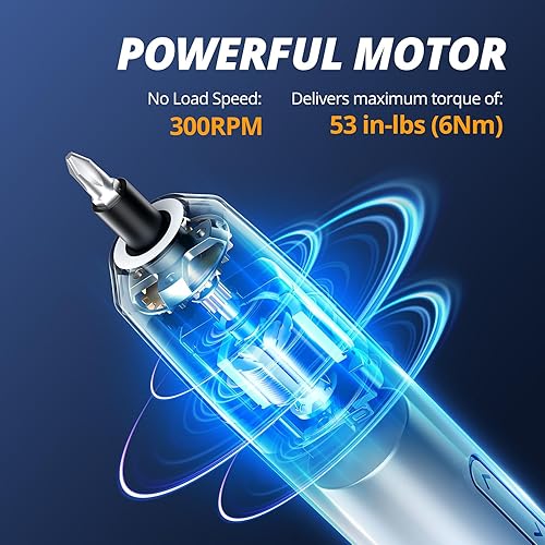 Miniatura 2 de Tilswall Destornillador eléctrico, destornillador inalámbrico de 4 V recargable, destornillador de potencia máxima de 6 Nm con 12 puntas, 1