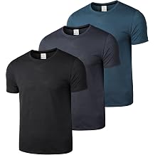 Surenow Mens 3 Pack Active Shirts Quick Dry Crew Neck Running T Shirts for Men Gym Workout Short Sleeve Tee Tops Sport Shirt