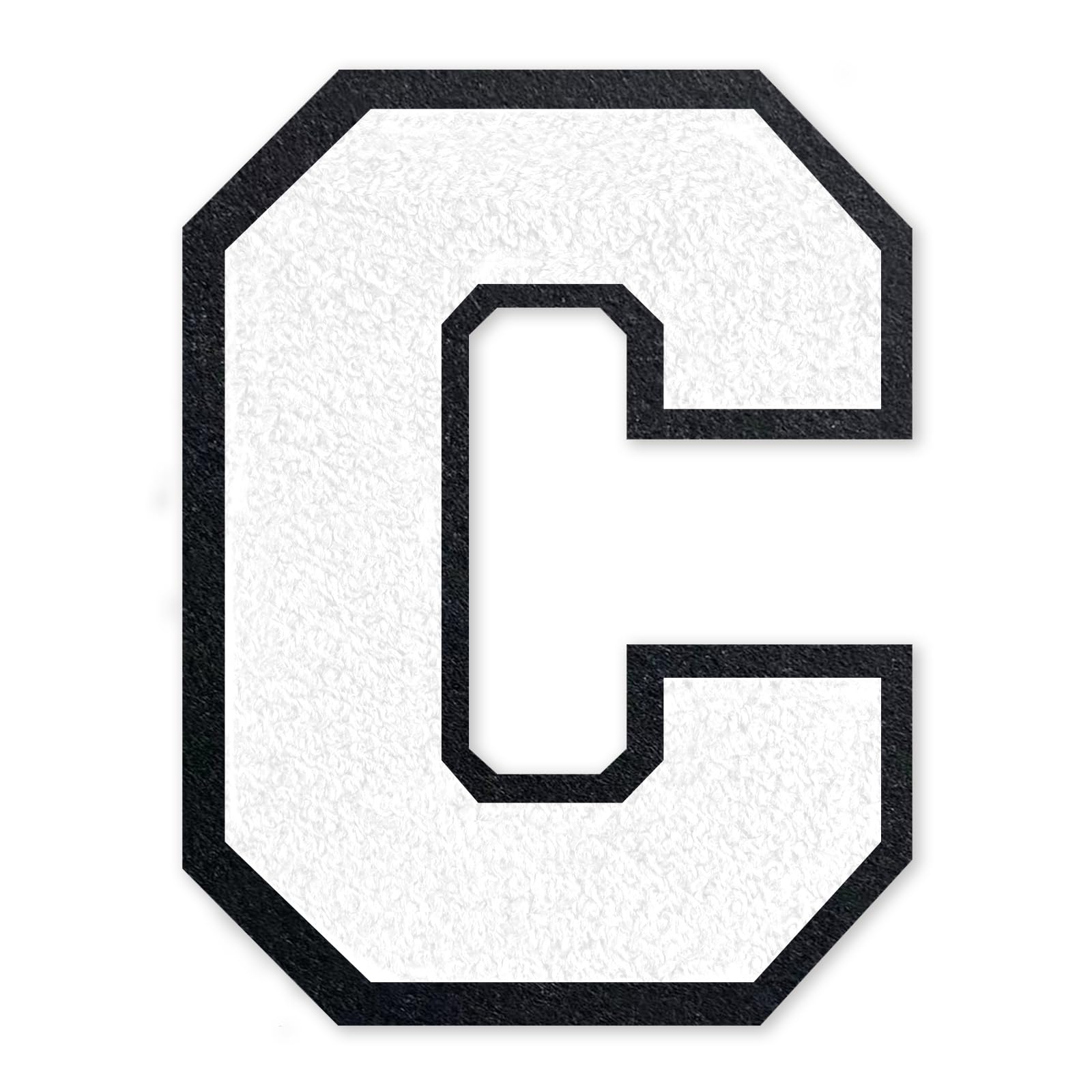 QianSiLi 6.5 Inch Chenille Iron On Letters for Clothes Varsity Letter Patches Embroidered Patch Iron On Patches for Clothing Jacket/Hoodie/Varsity (White,C)
