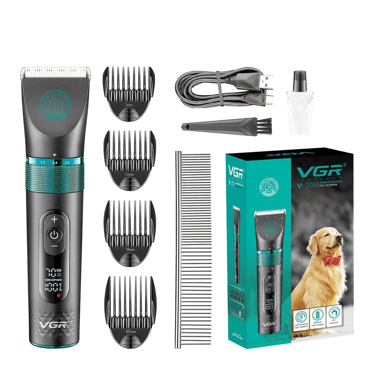 See full amazon price history chart for VGR V-209 Professional Pet Clipper Metal Housing Ceramic Blade IPX7 waterproof digital display 5 Speed motor 5000-7000RPM Cordless Pet Grooming Tools Small & Large Dogs Cats Pets Thick & Heavy Coats VGR V-209 Professional Pet Clipper Metal Housing Ceramic Blade IPX7 waterproof digital display 5 Speed motor 5000-7000RPM Cordless Pet Grooming Tools Small & Large Dogs Cats Pets Thick & Heavy Coats (B0CVL2NBY6) Amazon Price History, Amazon Price Tracker