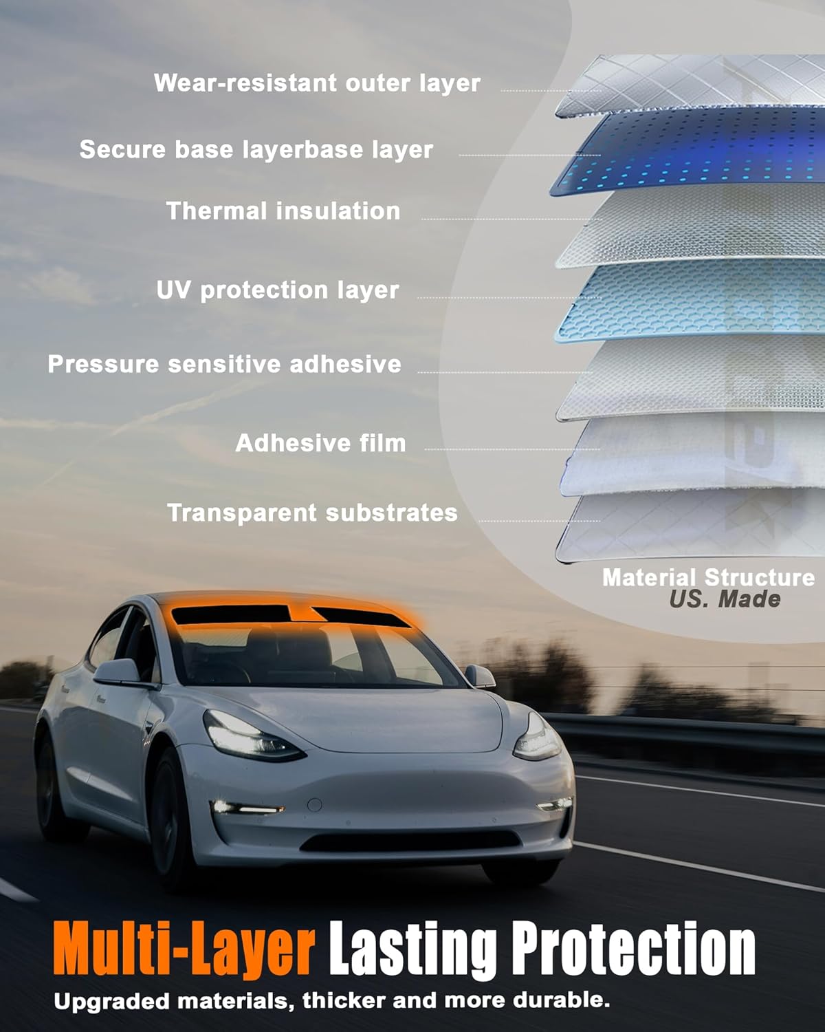AUTOTEK Front Windshield Tint Strip for Sedan SUV Pickup Truck RV, Safer Drive Anti-Glare UV Protection Automotive Window Tints Film, Easy Installation and Decoration Sun Strip Accessories for Cars