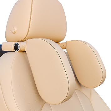 Car Headrest Pillow,Head, Neck Support Pillow,U Shaped Car Sleeping Pillow,180 Adjustable,Improve Head and Neck Posture and Adjust Sleep Position,Suitable for Kids and Adults Beige