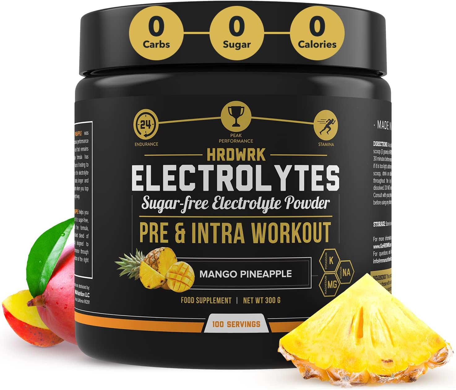 Buy HRDWRK Electrolytes Powder Carb & SugarFree Electrolytes 100