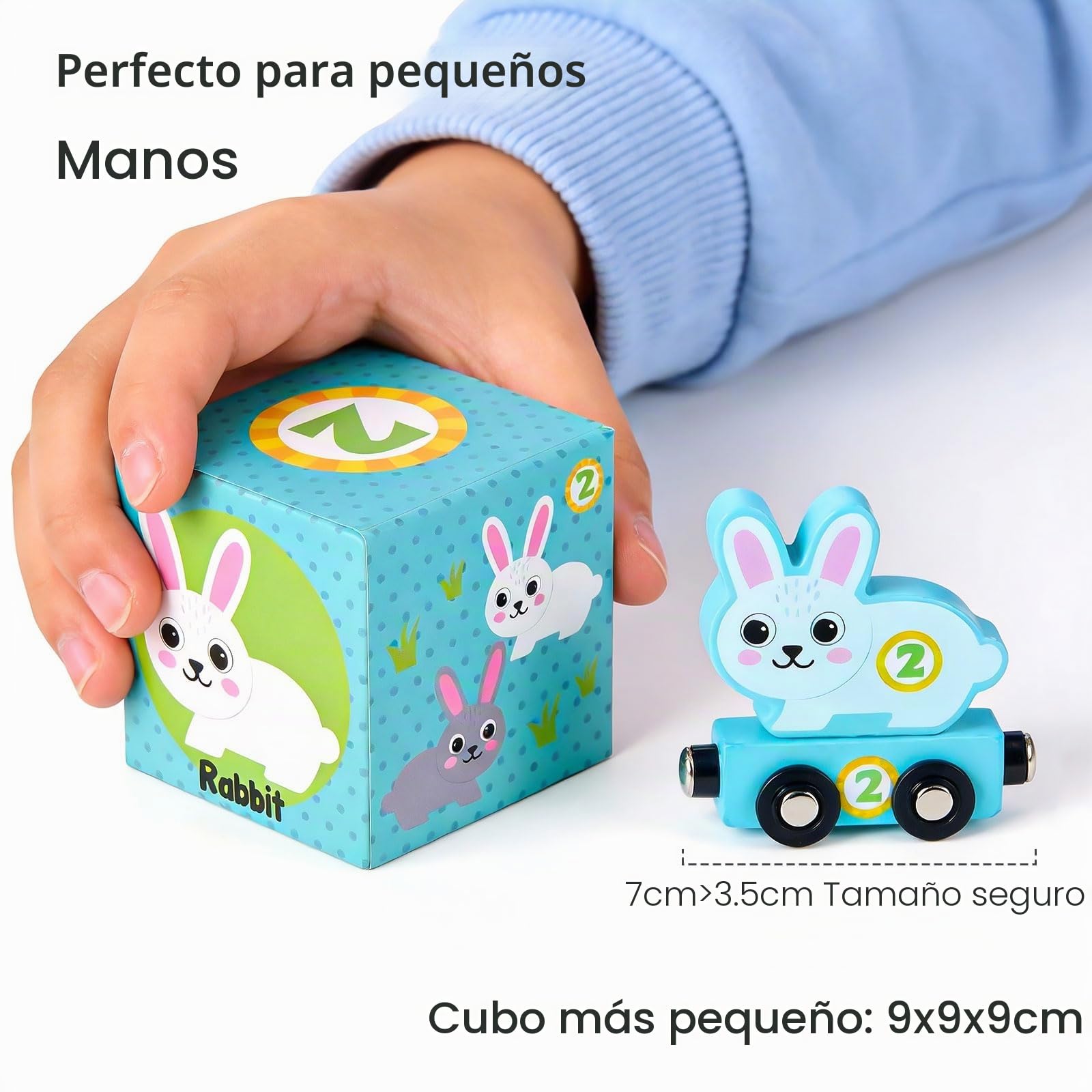 Atoylink Granja Cubos Apilables Bebe, Juguetes Montessori con 6 Cubos Apilables & 6 Animales Granja & 6 Tren Juguete de Madera, Juegos Educativos Aprender a Contar, Regalo para Niñas Niños 3 4 5 Años