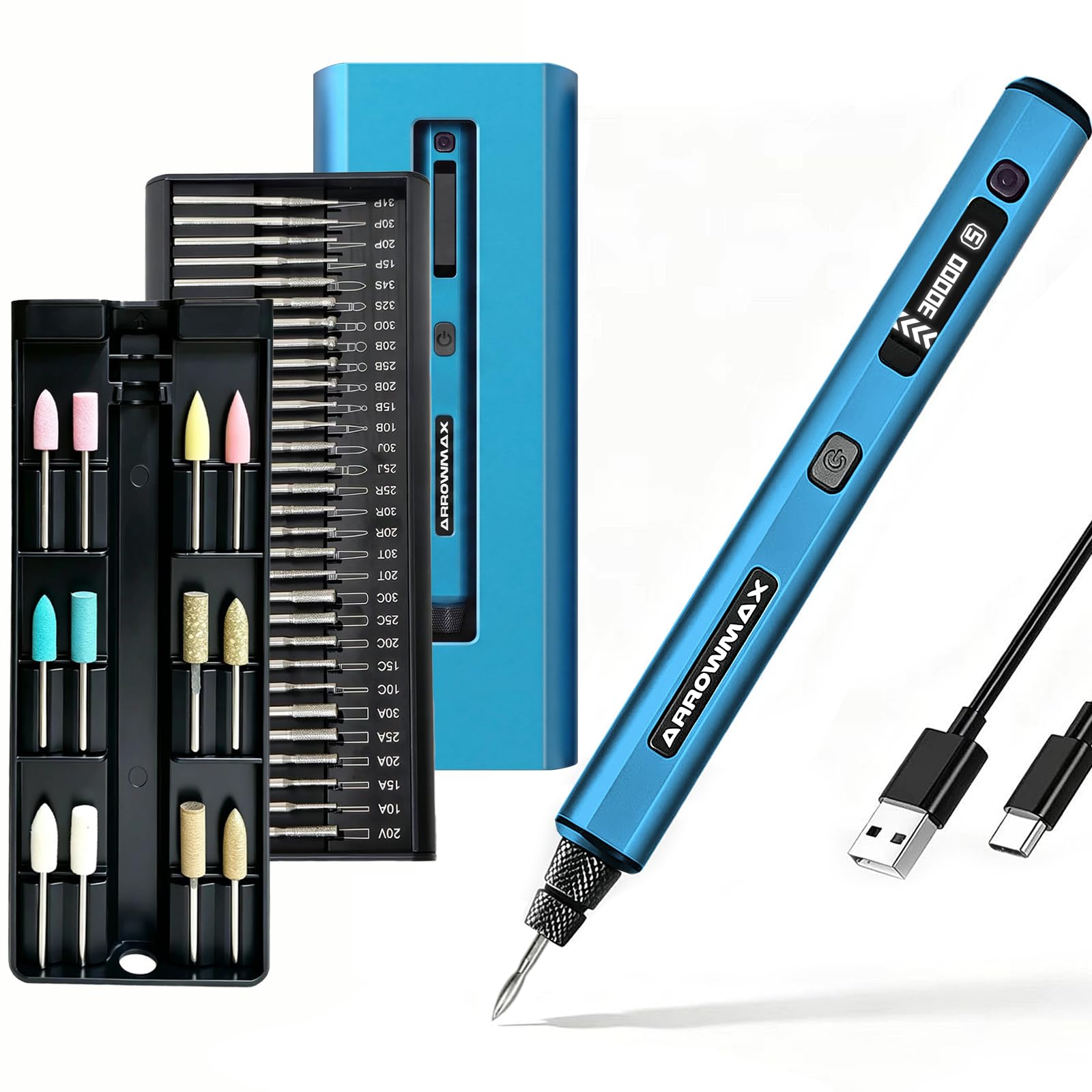 ARROWMAX Rotary Tool Kit - 30 Bits, OLED Display -9