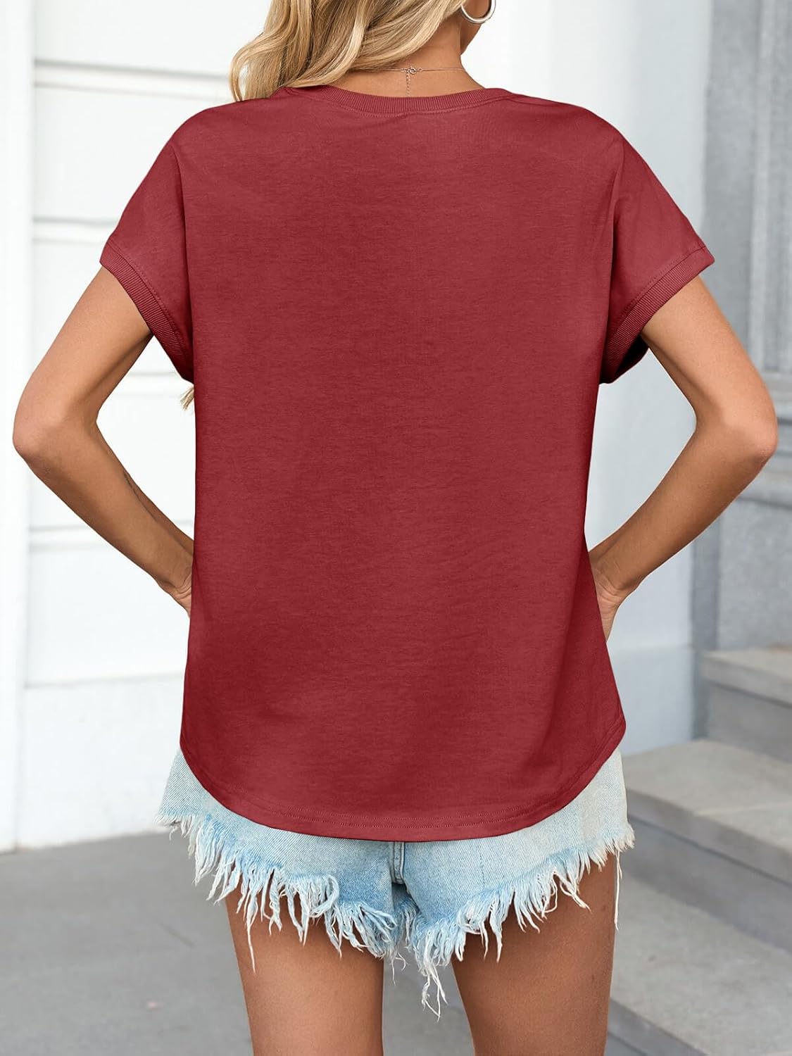 Cicy Bell Womens Summer Cap Sleeve T-Shirts Casual Loose Fit Tunic Tops Crew Neck Tee Shirts - Image 6