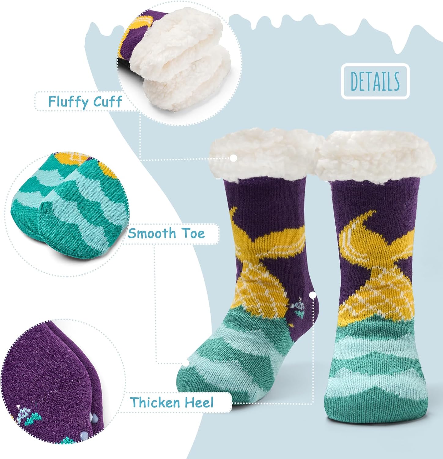 Kids Boys Fuzzy Socks Winter Warm Christmas Socks with Grips for Girls Thick Thermal Fluffy Socks for Home 3 Pack image 2
