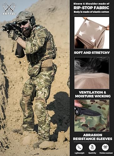 Miniatura 3 de XKTTAC - Camiseta táctica de combate G3 para hombre con 2-4 bolsillos para Airsoft, actividades militares, paintball, equipo de camping, camiseta