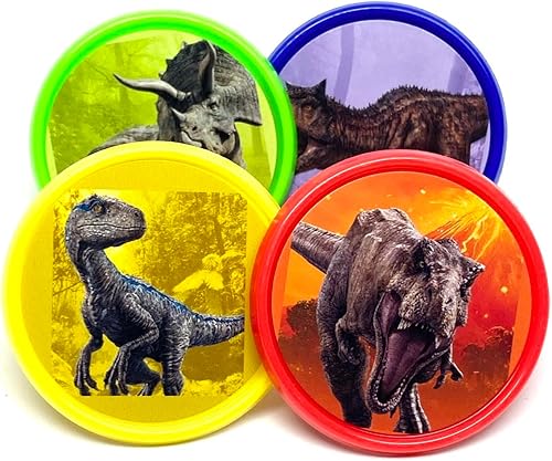 Jurassic - Anillos para cupcakes de dinosaurio, regalos de fiesta, suministros de fiesta de cumpleaños, decoración de tartas, paquete de 24