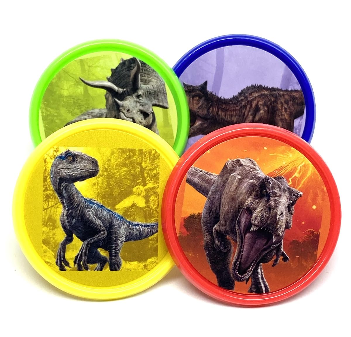 Jurassic Dinosaur Cupcake Toppers Rings Party Favors Birthday Party Supplies Cake Decorations - Package of 24