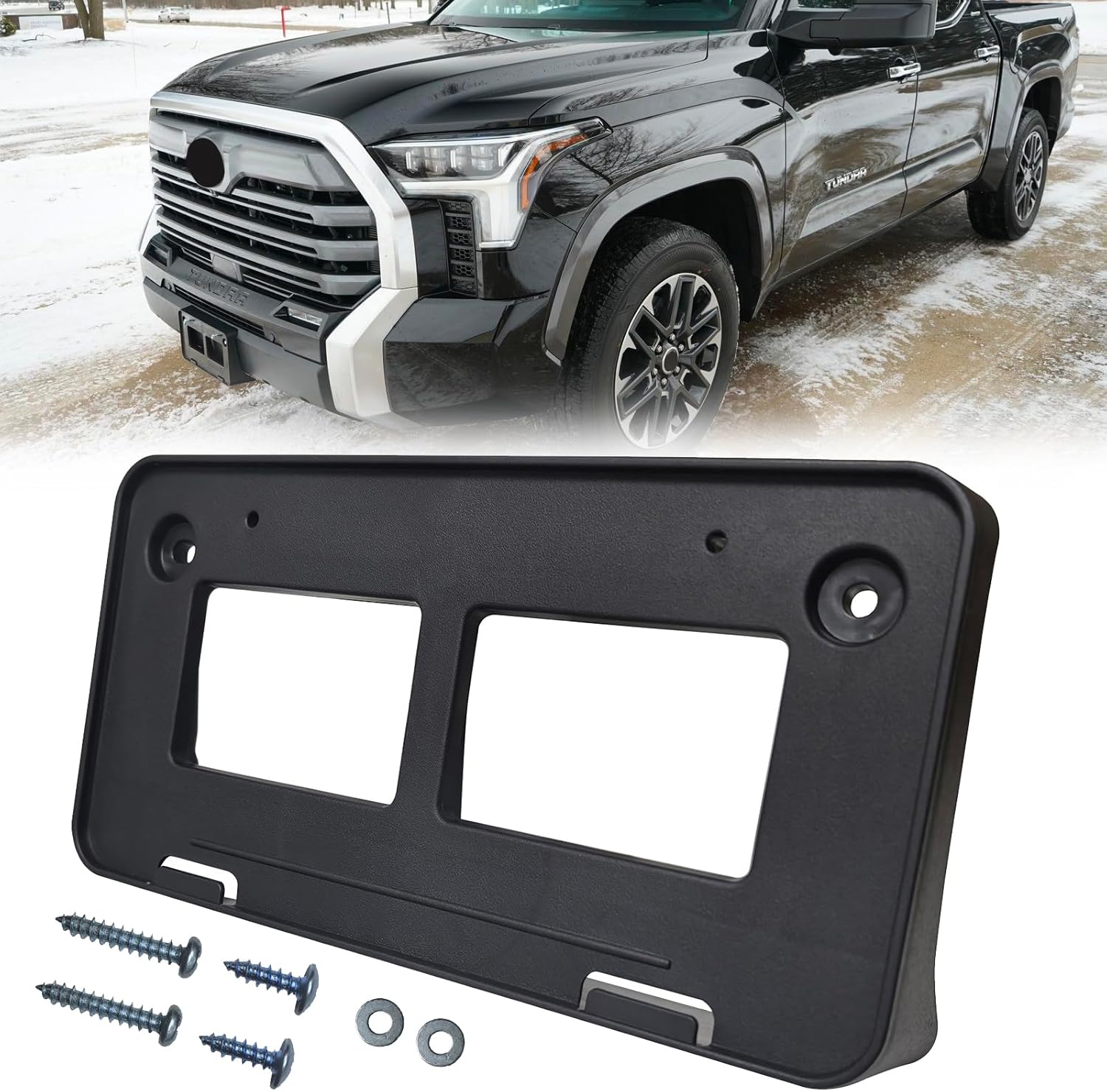Front License Plate Frame Mounting Bracket Tag Holder Textured Black Fits for 2022 2023 2024 2025 Toyota Tundra Replace 751010C040 TO1068171
