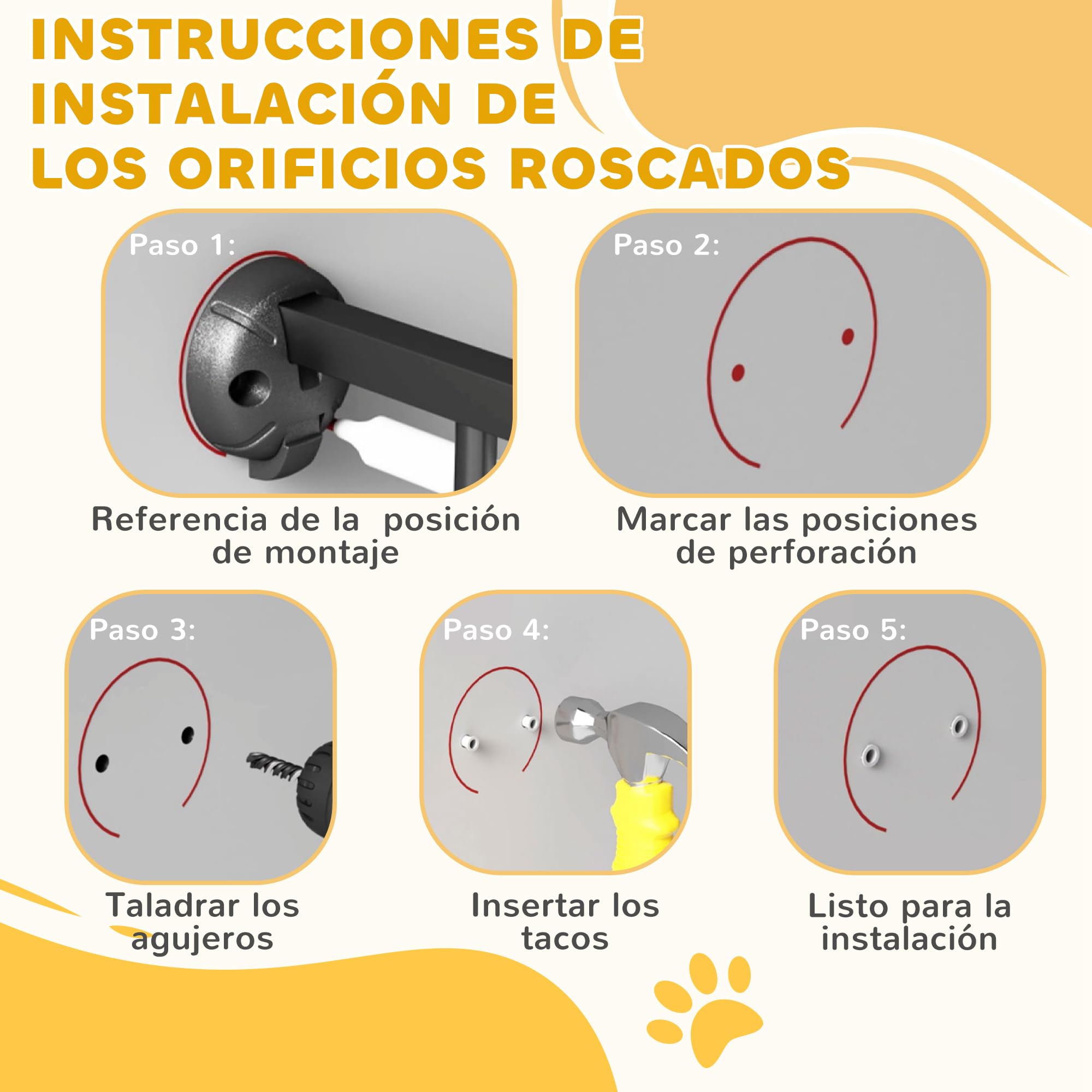 PawHut Barrera para Perros de Acero 206x90 cm Valla para Mascotas Plegable de 3 Paneles con Doble Cerradura y Función de Bloqueo Auxiliar para Puerta Pasillo Escalera Blanco