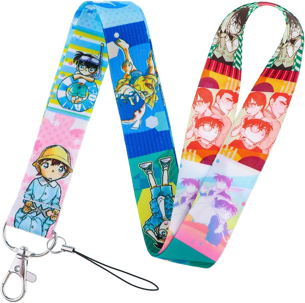 Pinstant Case Closed Detective Conan Manga Anime 17.7" Neck Lanyard Keychain Holder ID Badge Mobile Phone Pin Strap