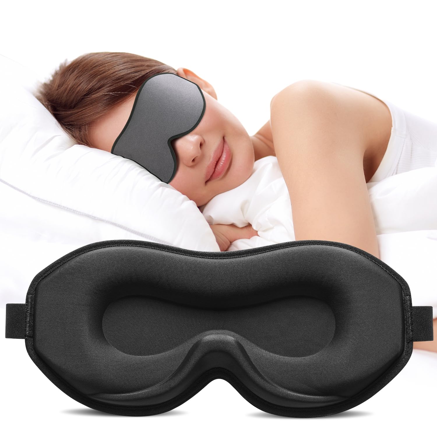 Maschera Per Dormire In Pura Seta Di Gelso, Blackout Totale, Elastico Regolabile - Unisex, Leggera E Traspirante