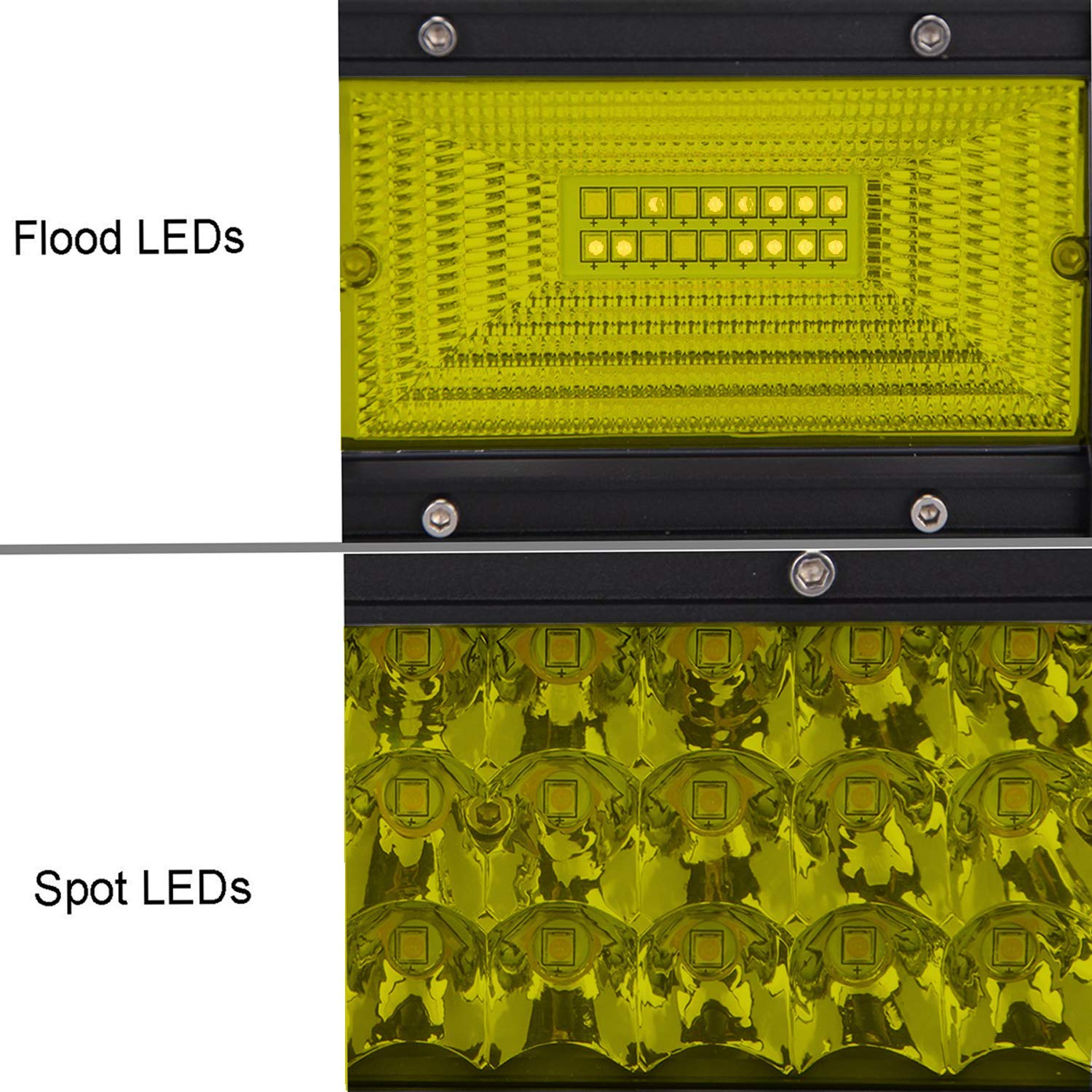 Willpower 132 cm, 675 W, Bursztynowo-Żółta Listwa Świetlna LED, Wodoodporne Światła Robocze, Punktowa Lampa z Wiązką Przewodów do Ciężarówek, Ciągnika, 4x4, Łodzi, Off-Road, Automatyczna