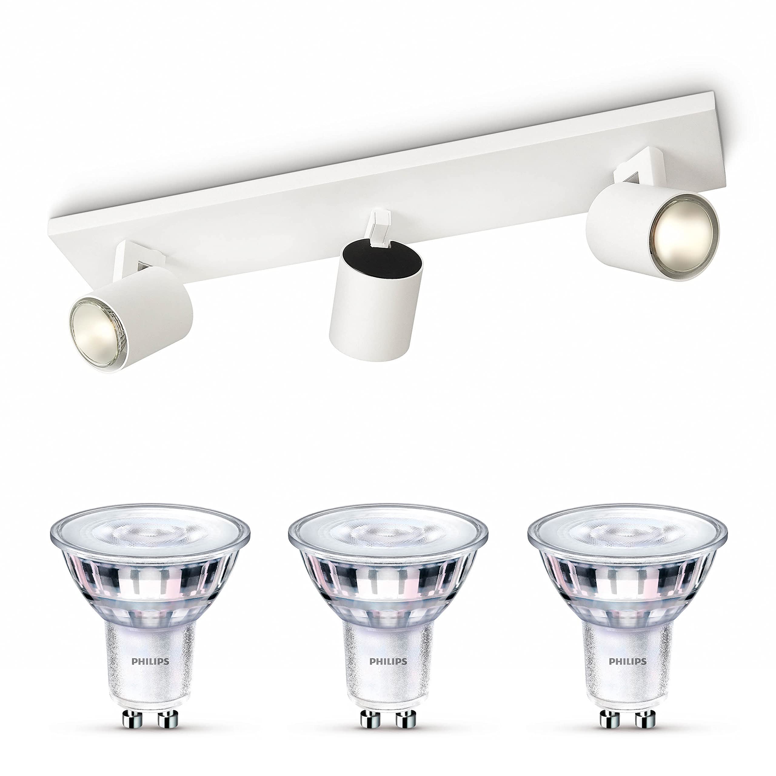 Philips Runner Aufbaustrahler (Weiß) - Warmweißes Licht - Deckenstrahler 3 Flammig - GU10 - SceneSwitch - Einfach dimmbar mit Ihrem klassischen Schalter