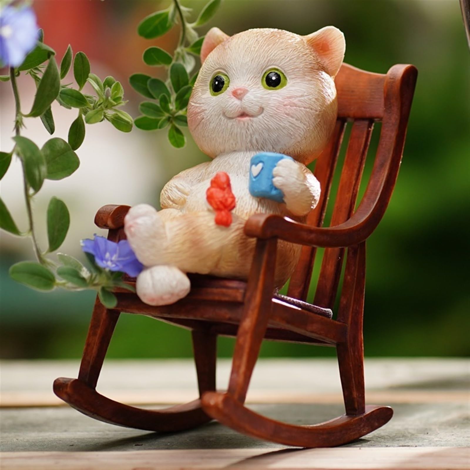 Figurka Kota Z Żywicy, Relaksująca Rzeźba Kociaka, Miniaturowa Figurka Do Ogrodu, Dekoracja Domu Lub Prezent Dla Miłośników Kotów