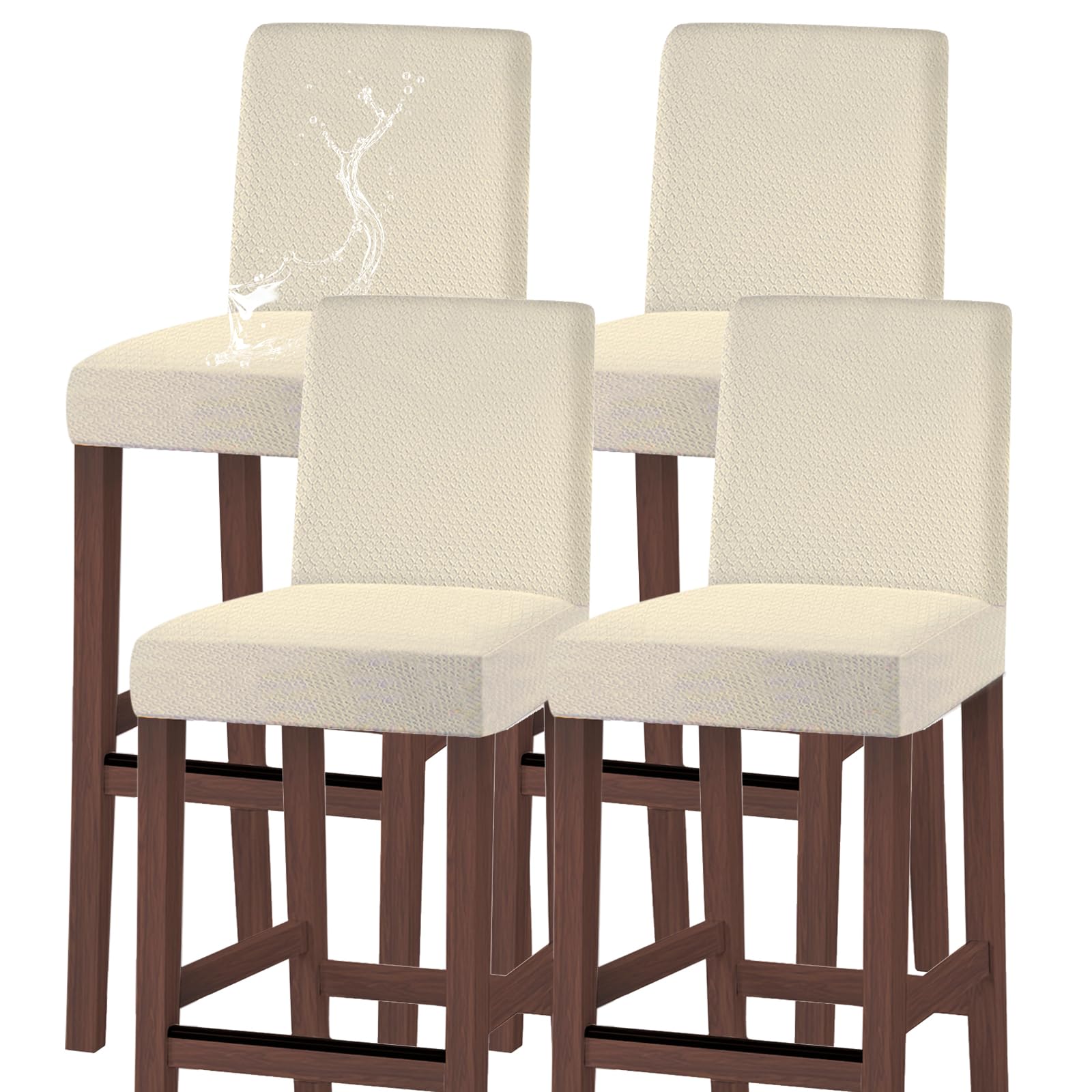 Bar Stool Covers Counter Chair Slipcovers Set of 4,Beige