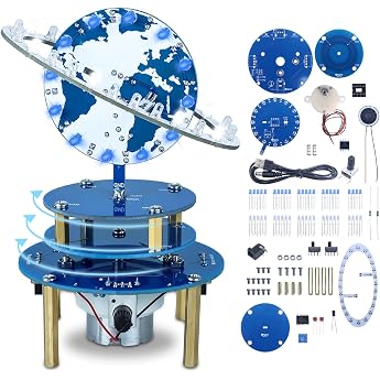 Pemenol Soldering Kit DIY Rotating Globe with LED &amp; Music Electronics Kit for Soldering for Adults &amp; Beginners, 4 Light Modes