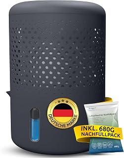 BonAura® Luftentfeuchter ohne Strom - Raumentfeuchter für Keller, Bad uvm. - 680g Luftentfeuchter Nachfüllpack inklusive - Entfeuchter und Luftentfeuchter Granulat im Set - Schutz vor Schimmel