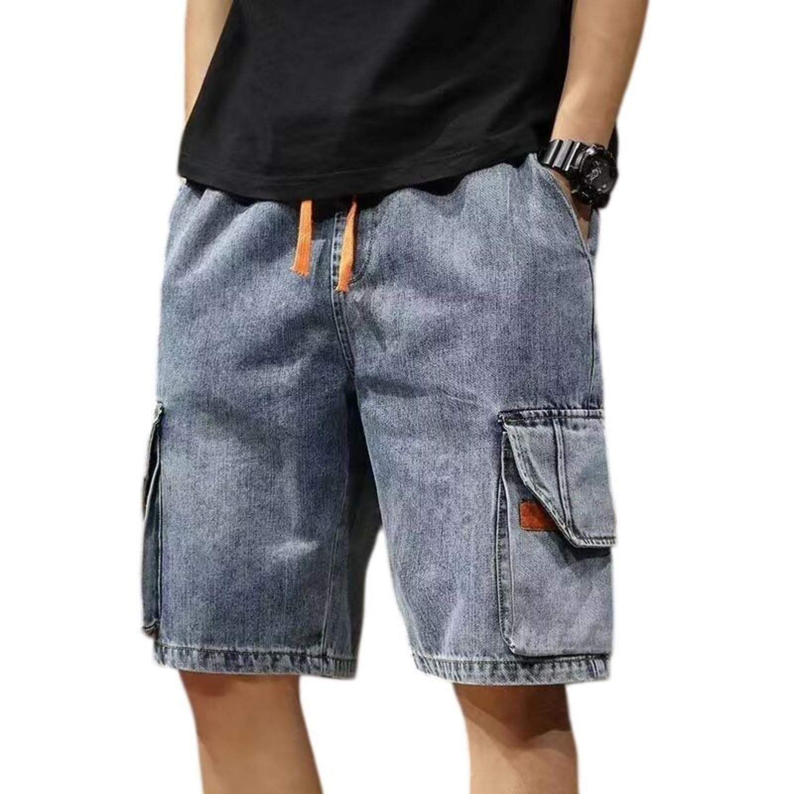 Short cargo en jean homme coupe ample contre la chaleur d'été