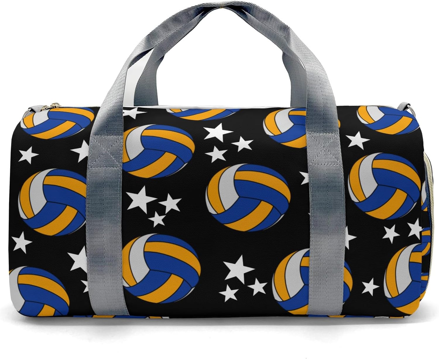 Volleyball Orange Blue Personalized Sports Duffel Bag Custom Overnight Weekend Travel Bag for Women Gym Dance Bags with Shoes Compartment