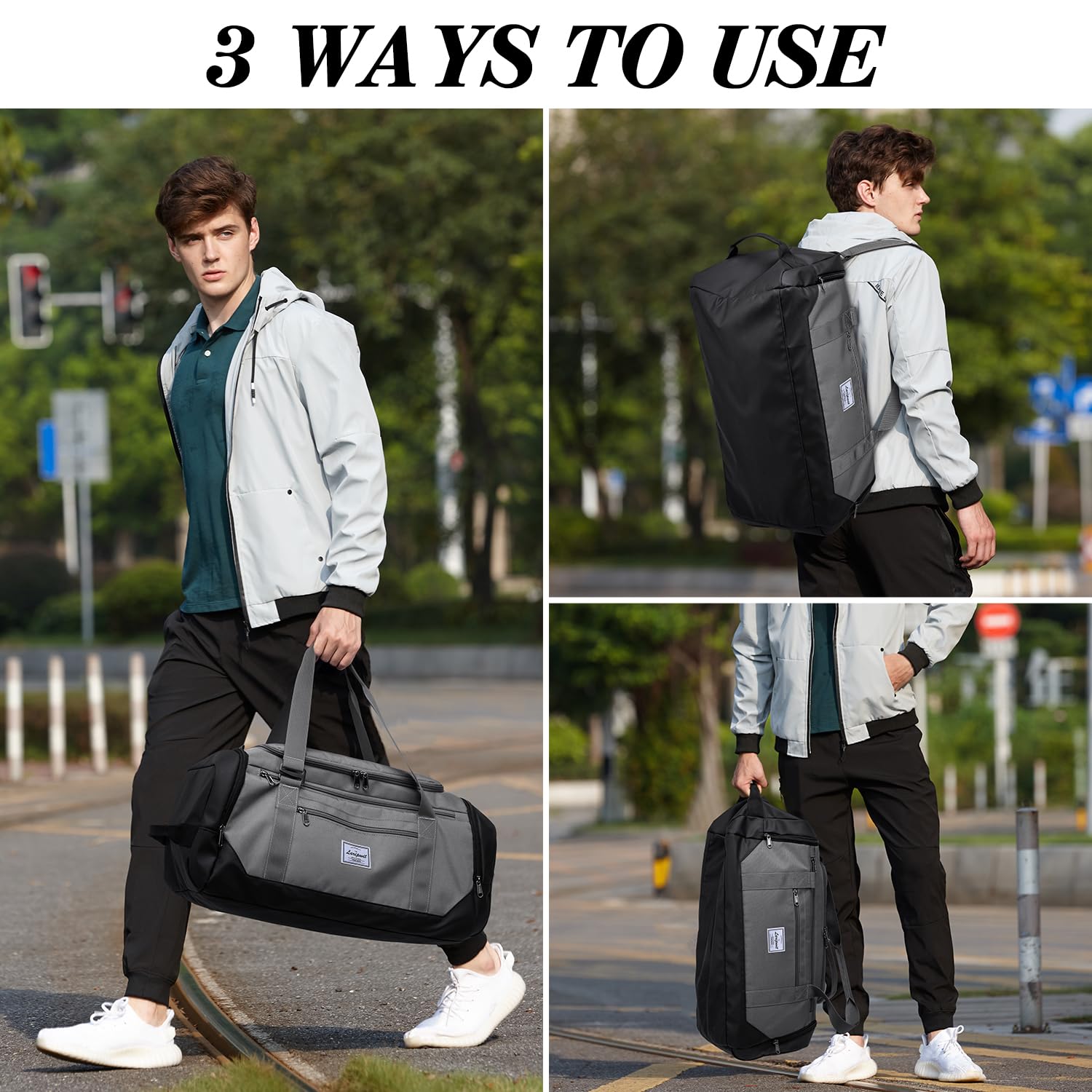 Laripwit Sports Gym Bag for Men 40L Travel Duffle Bag with Shoe Compartment & Wet Pocket - Image 2