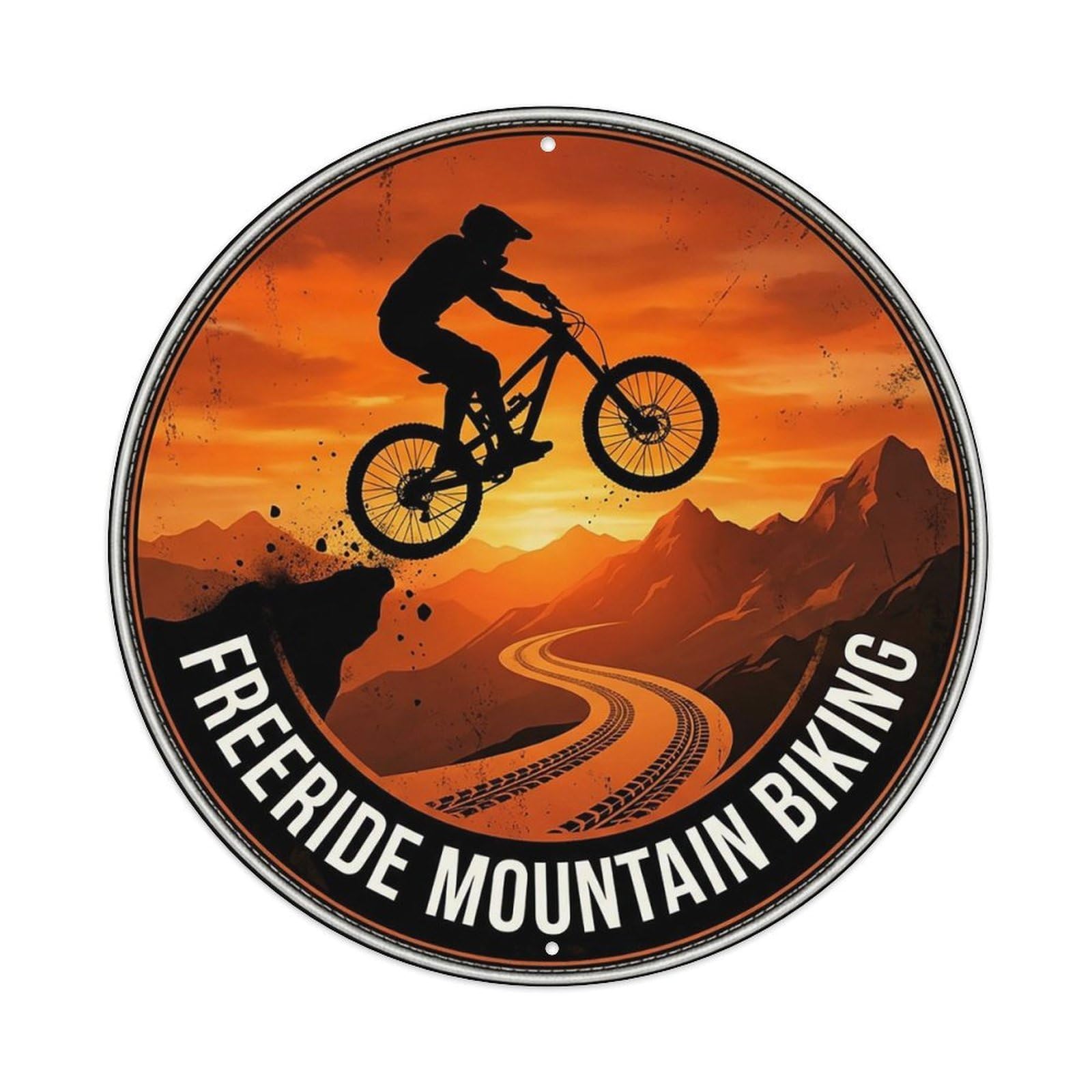 Vintage Freeride Mountain Biking Extreme Sports Vintage Metal Tin Sign Plaque Wall Decor for Cafe, Club Bar, Office, Garden Metal Poster 8x8Inch