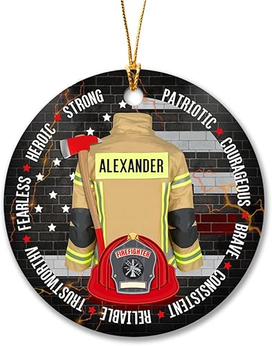 Adorno de Navidad de bombero personalizado 2024, adorno de bombero regalo para decoración de árbol de Navidad, adorno de bombero con nombre