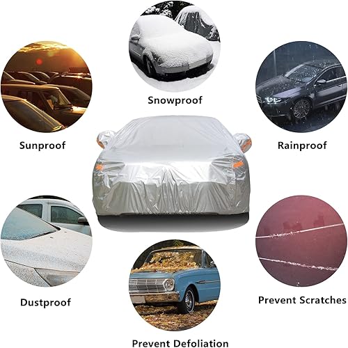 Miniatura 2 de Funda para automóvil con cremallera, 2 capas completas para automóvil, impermeable, protección UV, a prueba de nieve, polvo, funda universal para