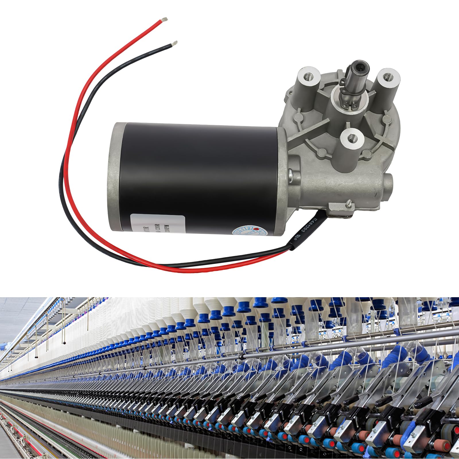 D63R-1260-220R - Fil électrique - Moteur CC - Moteur à engrenages CC - Moteur à engrenages électrique - 60 W-12 V - Pour emballage, impression, textile, teinture