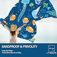 Vista 10 de Beach Blanket Oversized Extra Large 78" X 81",Waterproof Sandproof Beach Blanket 1-7 Adults Lightweight Durable for Travel Camping Hiking Picnic