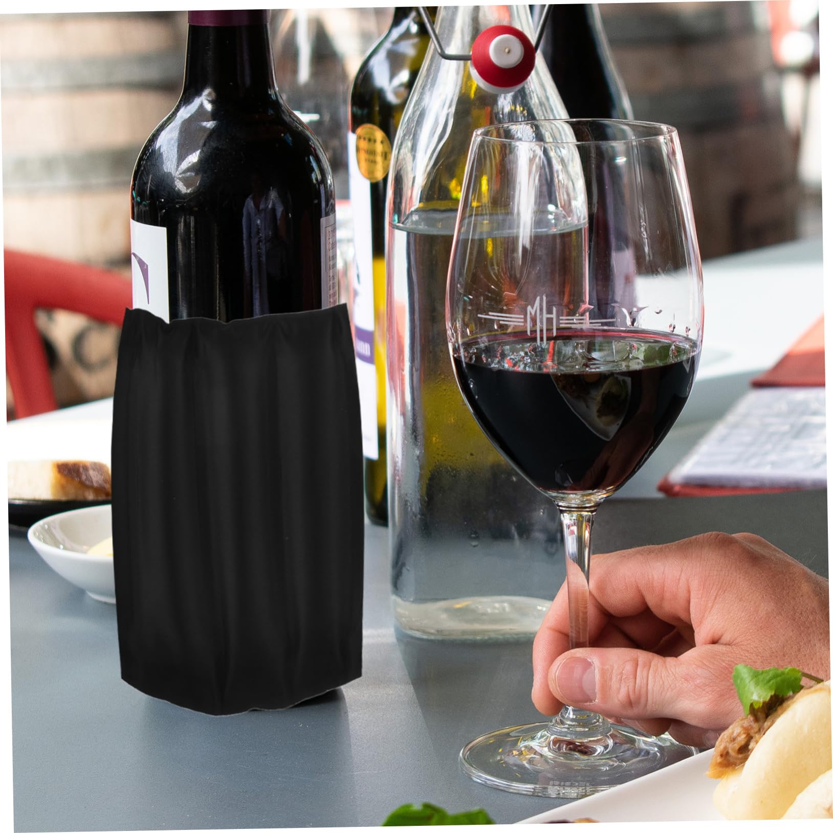 À Vin Glacial Réutilisable Housse De Refroidissement Gel Pour Bouteille De Vin Pour Camping Et Pique- Maintien De Température Couleur Noire