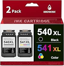 KNOWINK 540XL 541XL Encre Compatible avec Cartouche Canon 540 541 PG-540 CL-541 pour Canon PIXMA MG3650S MG3650 MG4250,Canon PIXMA TS5150 TS5151 Imprimante(2-Pack)