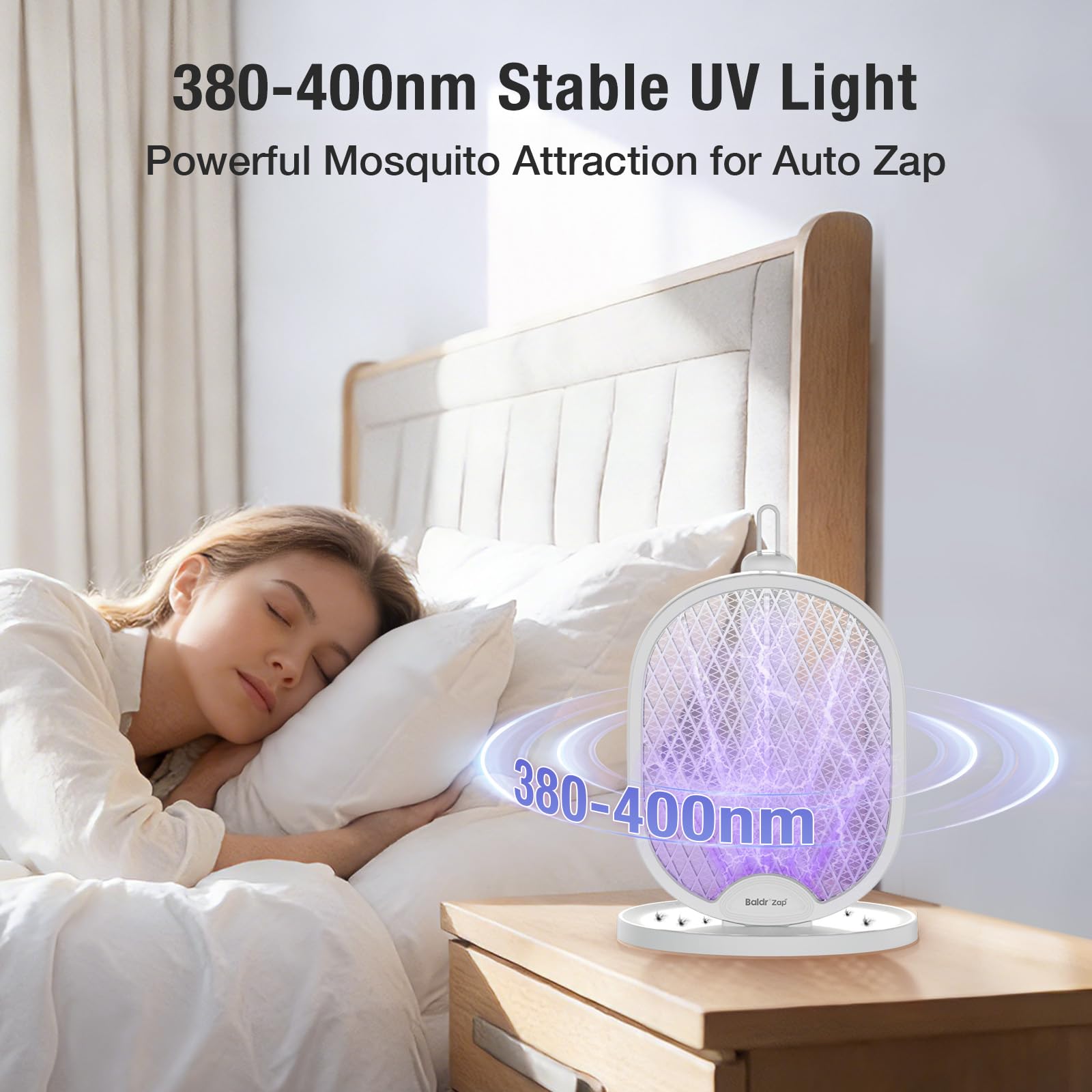 Matamoscas Eléctrico 3000V Repelente de Insectos Recargable - Repelente de Mosquitos de Doble Modo con luz púrpura, Red de Seguridad de 3 Capas para el hogar, Dormitorio, Cocina, Oficina