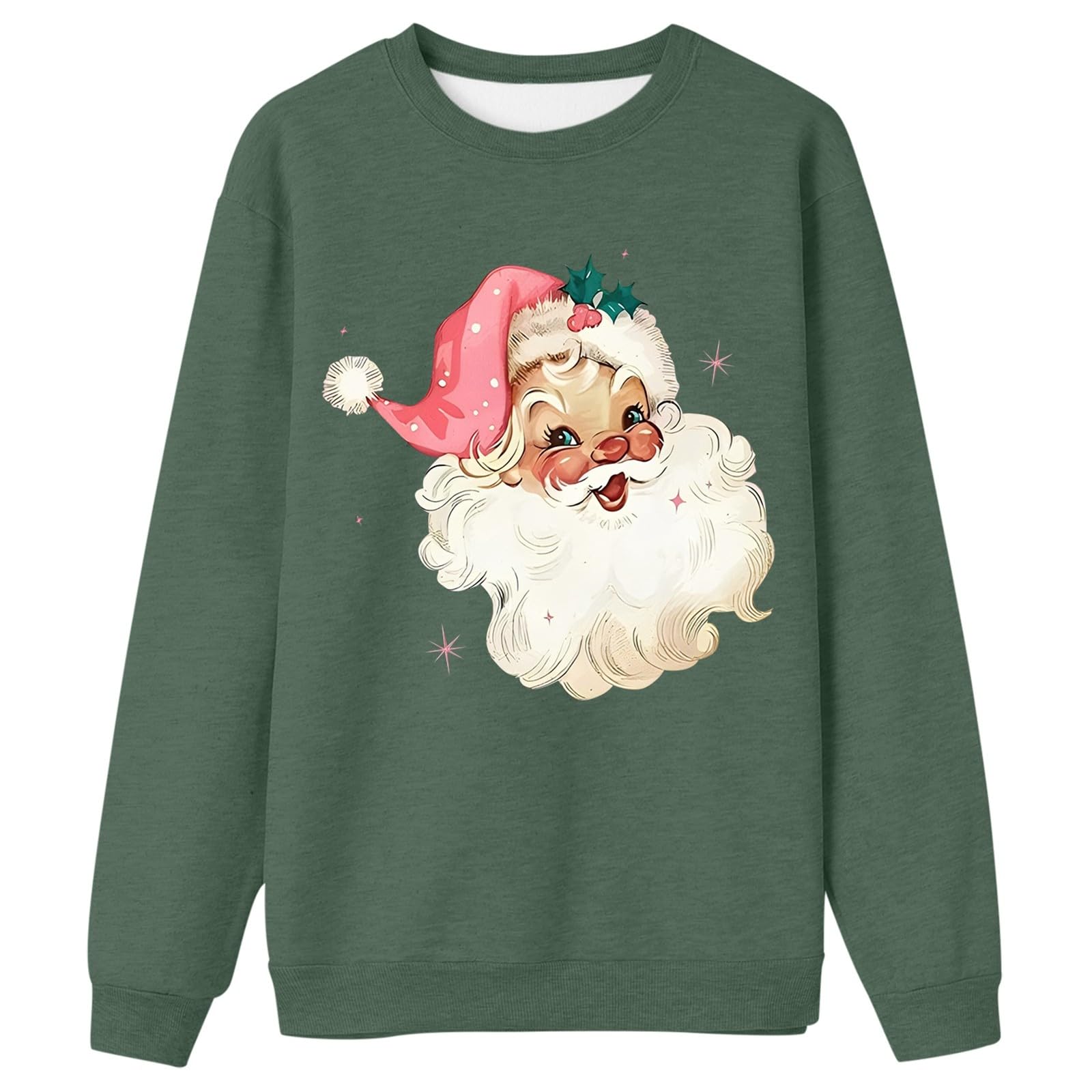 Suéter de Navidad para mujer, talla grande, de forro polar, casual, para viajes, Papá Noel, sudaderas sólidas, estampadas, ropa de calle para mujer