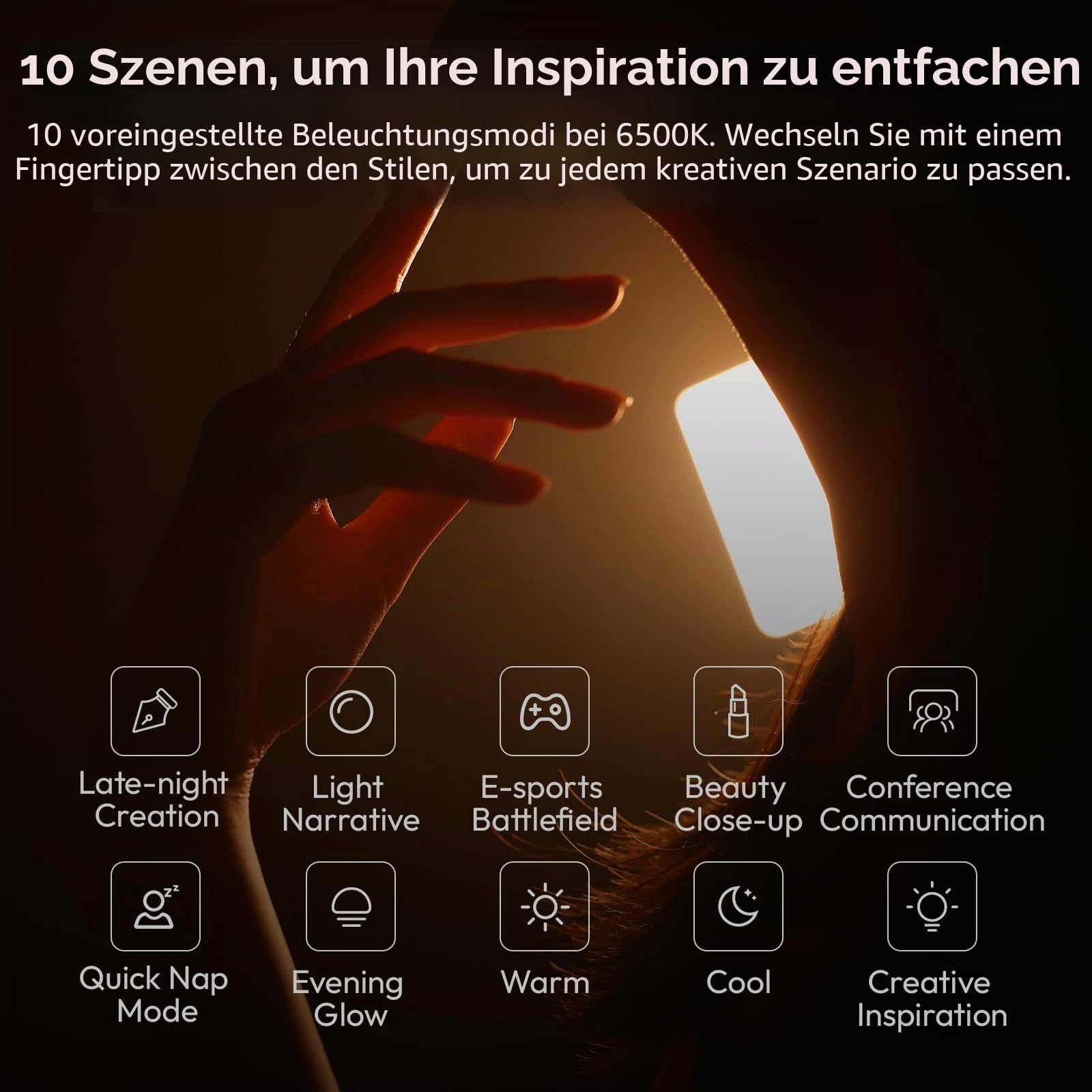 ULANZI K6500 Key Light LED Videoleuchte mit Tischständer, 8000mAh Akku Professionelles Studio LED Panel 1000 Lumen, Magnetisch Bluetooth Video Licht Dimmbare 2900K-6500K, für YouTube/Live Streaming