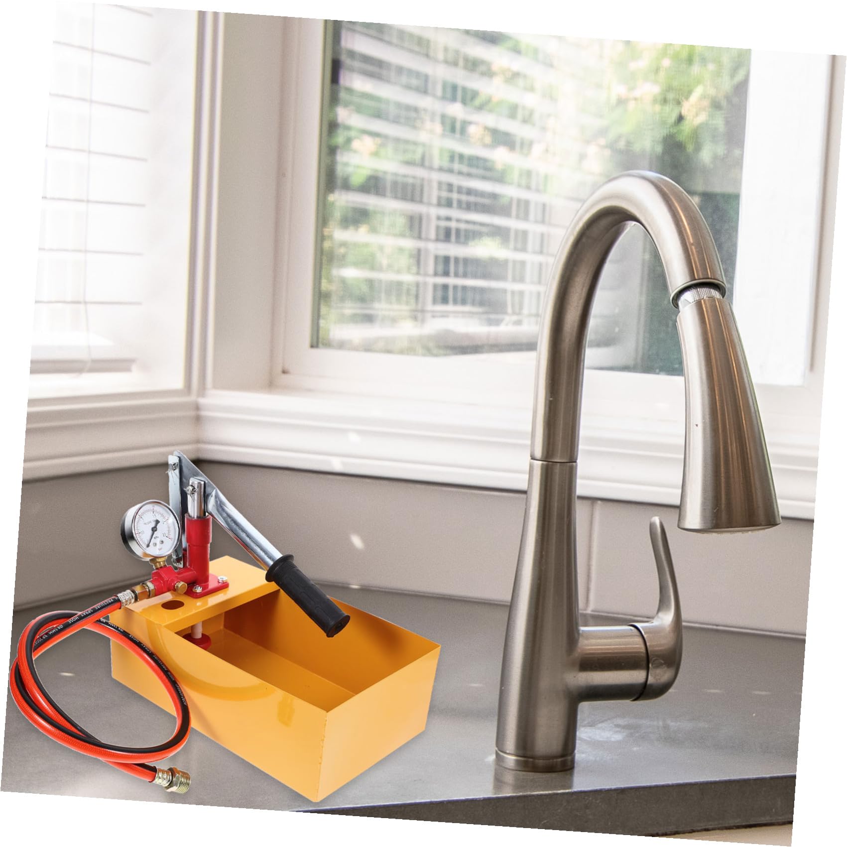 Bomba de Prueba de Presión Manual 25kg de Aluminio Manómetro | Líneas de Gas y Sistemas de Agua, Construcción, Mantenimiento Preventivo, Detección de Fugas, Hidráulica Profesional